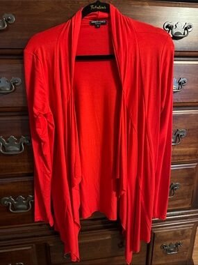 Urban Coco Women's Red Open-Front Draped Cardigan